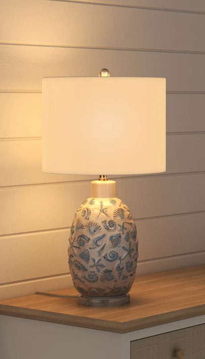 Lux Lighting - Jenny 26in Ceramic / Crystal Table Lamp, White and Blue, (Set of 2) - LUX-M164-WHITE/BLUE veiw 4
