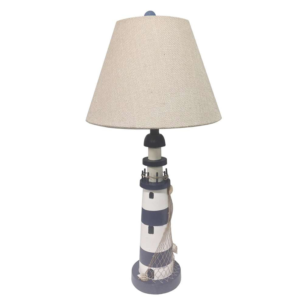 Lux Lighting - Lighthouse 30” Blue/White Resin with USB, (Set of 2) - LUX-0417-BLUE/WHITE-USB veiw 1