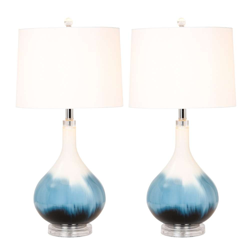 Lux Lighting - Ombre 28in Blue Tone Glass Table Lamp, (Set of 2)   - LUX-112-BLUE veiw 1