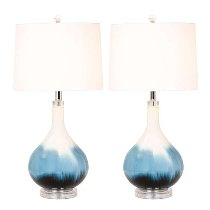 Lux Lighting - Ombre 28in Blue Tone Glass Table Lamp, (Set of 2)   - LUX-112-BLUE veiw 1