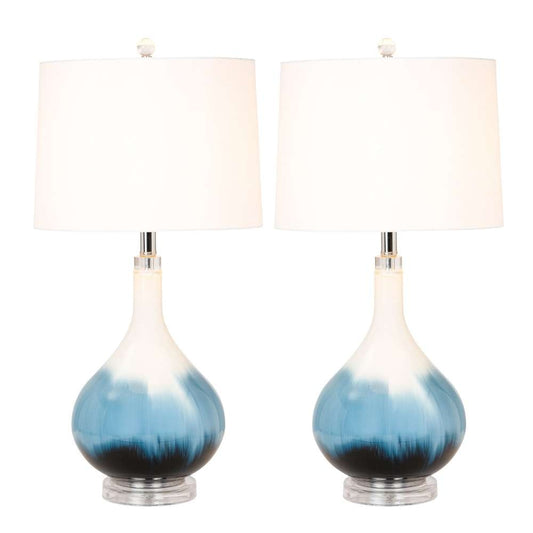 Lux Lighting - Ombre 28in Blue Tone Glass Table Lamp, (Set of 2)   - LUX-112-BLUE veiw 1