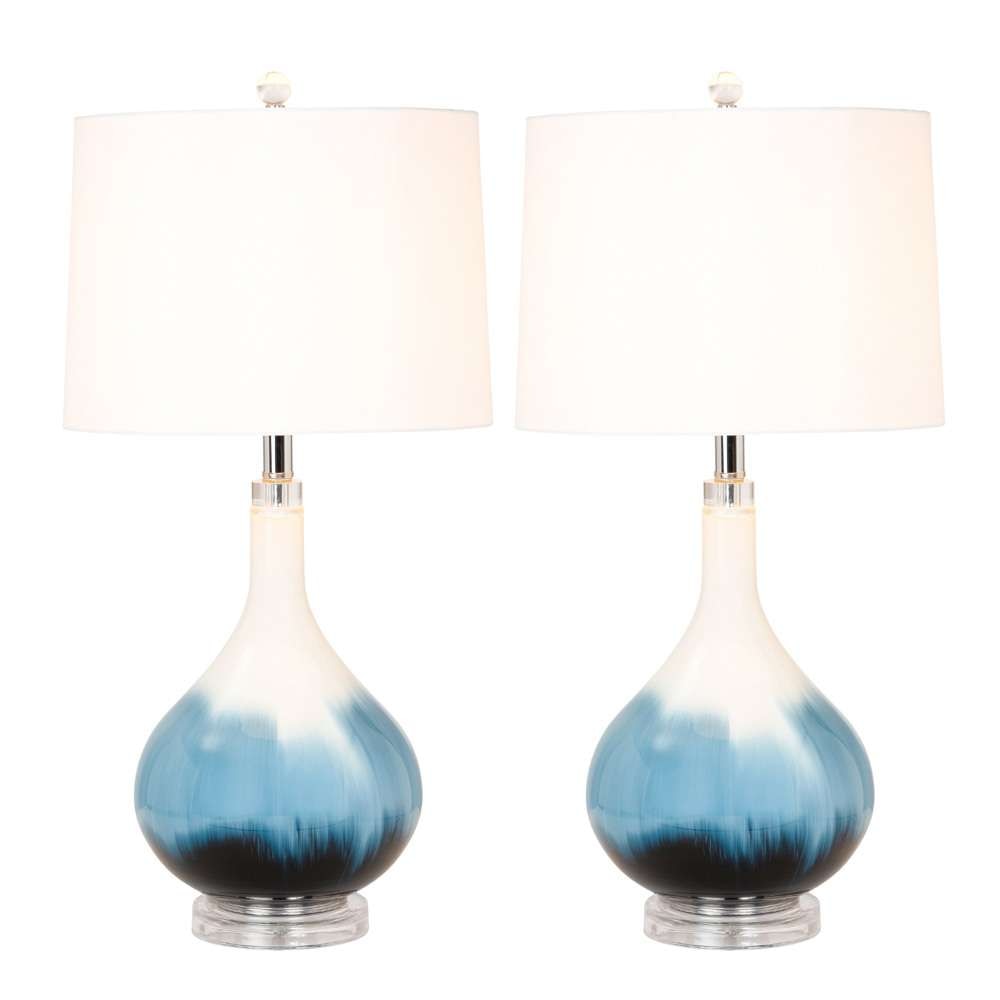 Lux Lighting - Ombre 28in Blue Tone Glass Table Lamp, (Set of 2)   - LUX-112-BLUE veiw 2
