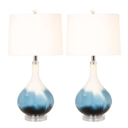 Lux Lighting - Ombre 28in Blue Tone Glass Table Lamp, (Set of 2)   - LUX-112-BLUE veiw 2