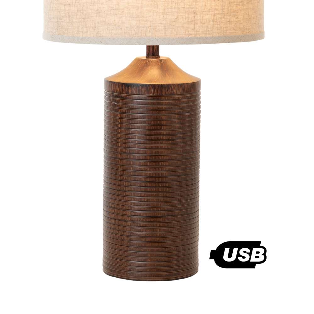 Lux Lighting - Parker 31in Brown Polyresin with USB, (Set of 2) - LUX-1590-BROWN-USB_CLOSEOUT veiw 3
