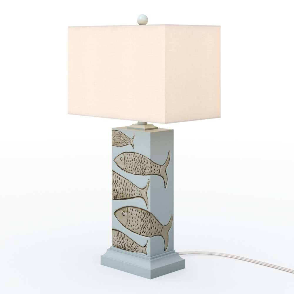 Lux Lighting - Pompano 28in Polyresin Coastal Fish Table lamp, (Set of 2) - LUX-2060-BLUE/NAT veiw 3