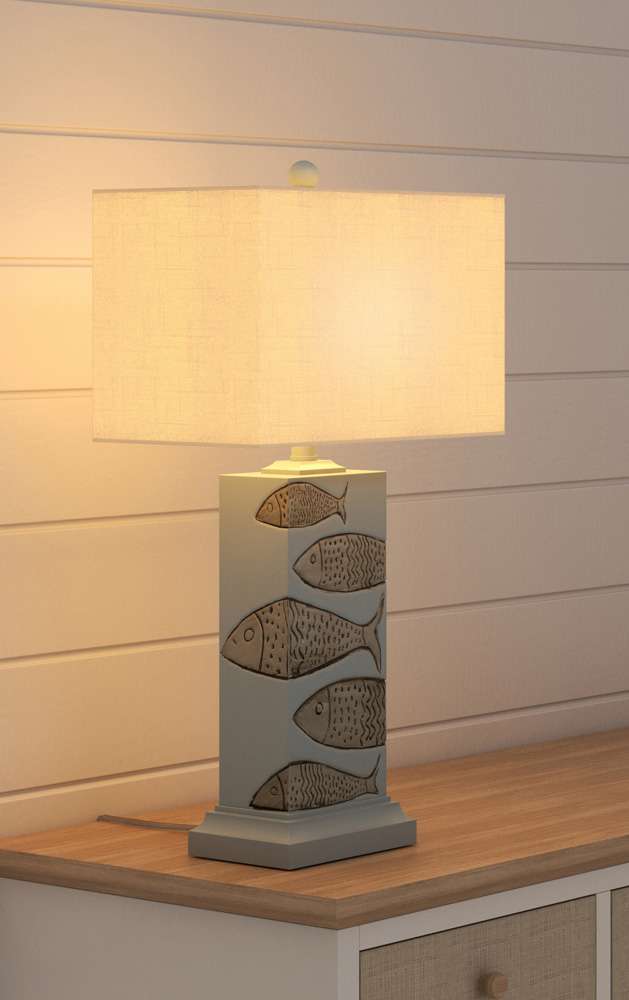 Lux Lighting - Pompano 28in Polyresin Coastal Fish Table lamp, (Set of 2) - LUX-2060-BLUE/NAT veiw 4
