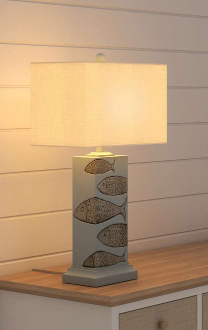 Lux Lighting - Pompano 28in Polyresin Coastal Fish Table lamp, (Set of 2) - LUX-2060-BLUE/NAT veiw 4