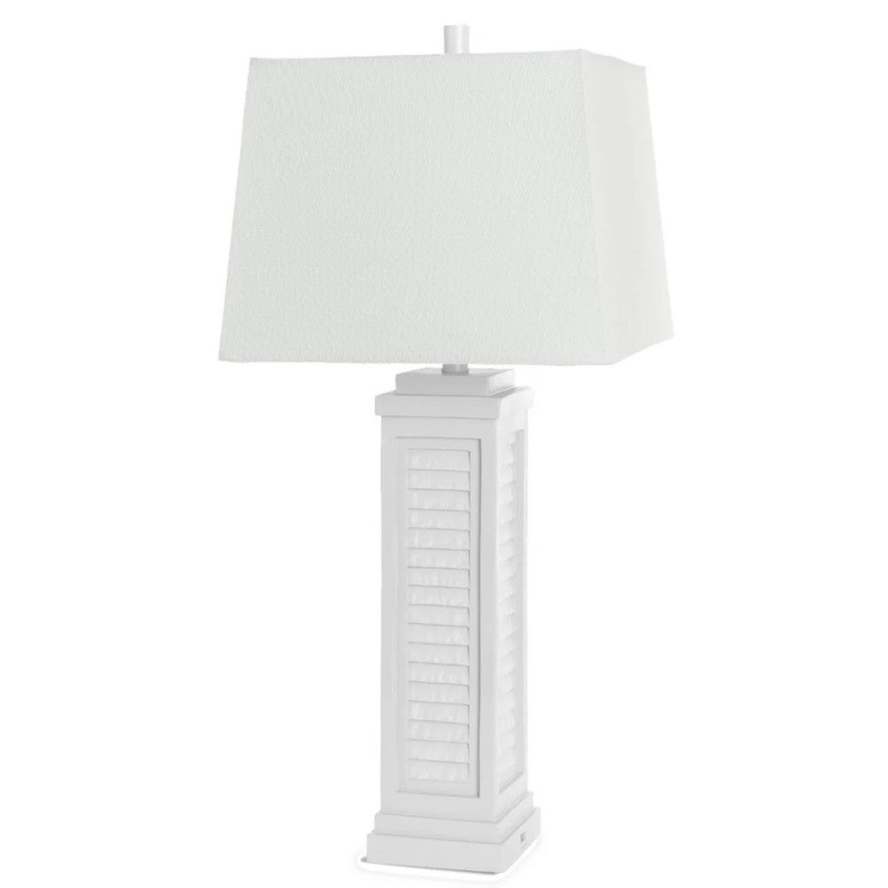 Lux Lighting - Shutter 32 Resin Bright White Shutter Lamp with USB, (Set of 2) - LUX-3925-WHITE-USB view 1