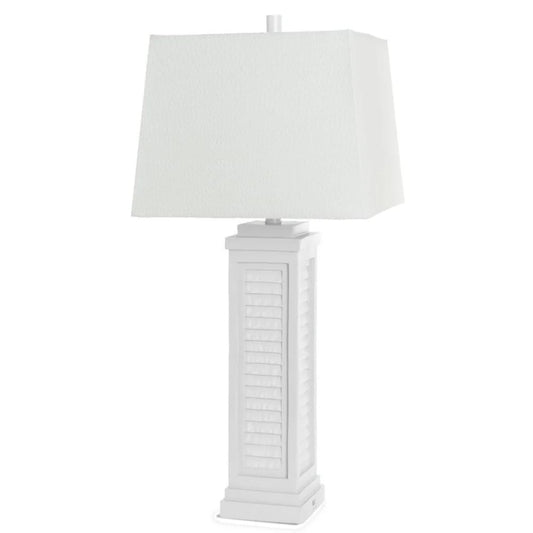 Lux Lighting - Shutter 32 Resin Bright White Shutter Lamp with USB, (Set of 2) - LUX-3925-WHITE-USB view 1