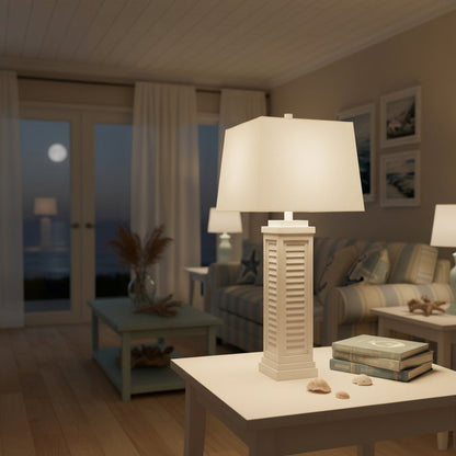 Lux Lighting - Shutter 32 Resin Bright White Shutter Lamp with USB, (Set of 2) - LUX-3925-WHITE-USB view 2