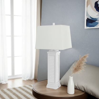 Lux Lighting - Shutter 32 Resin Bright White Shutter Lamp with USB, (Set of 2) - LUX-3925-WHITE-USB view 4