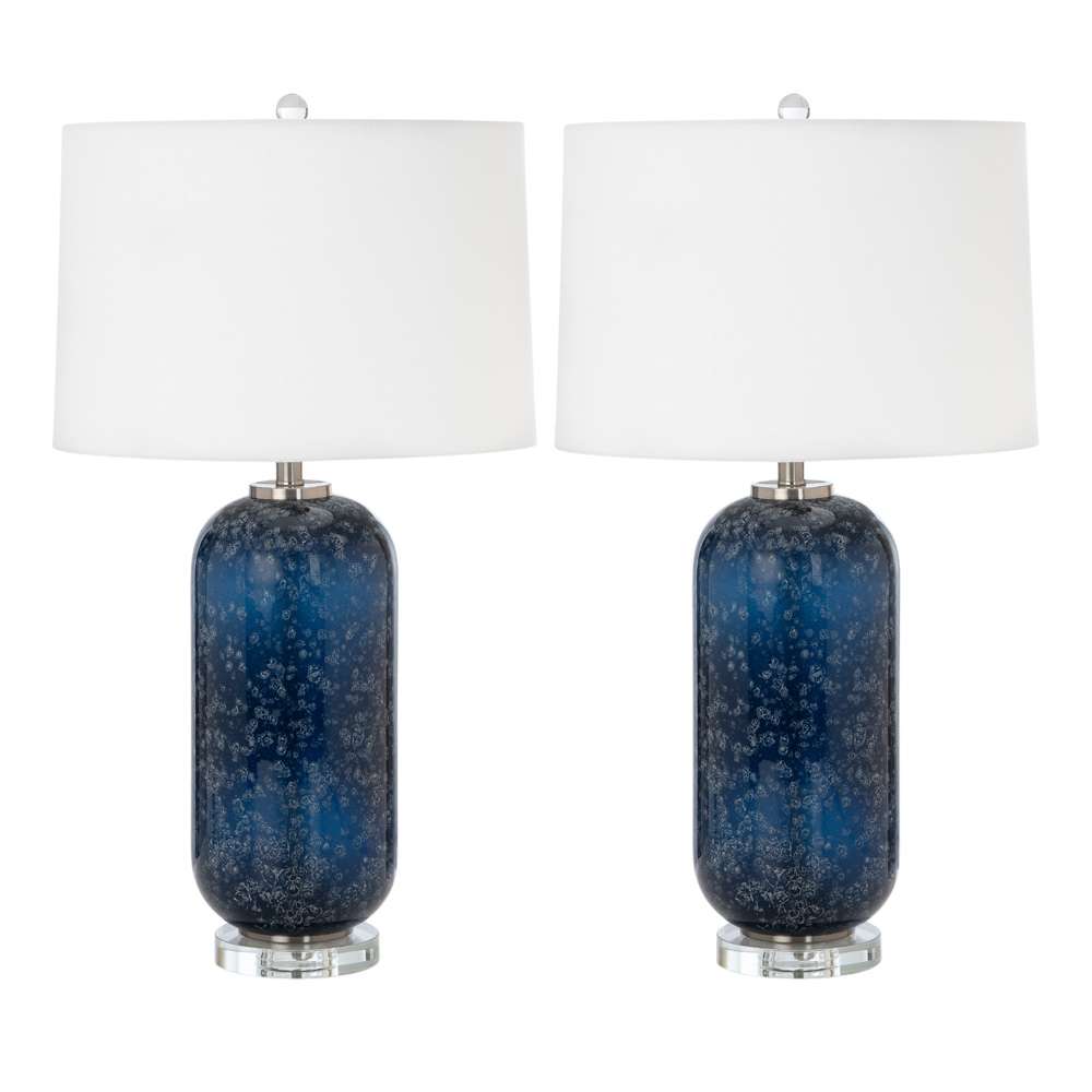 Lux Lighting - Tootsie 30in Blue Glass Table Lamp w/ Crystal Base, (Set of 2) - LUX-732-BLUE veiw 3