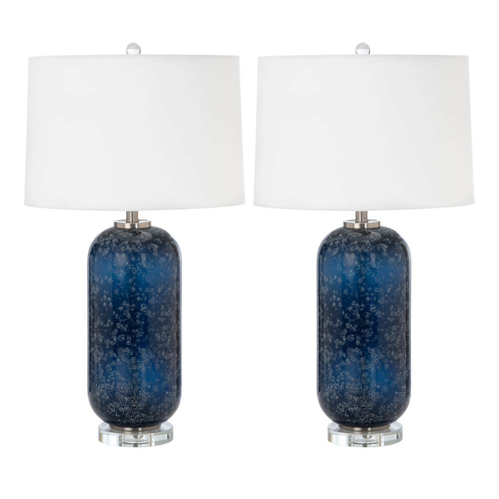 Lux Lighting - Tootsie 30in Blue Glass Table Lamp w/ Crystal Base, (Set of 2) - LUX-732-BLUE veiw 4
