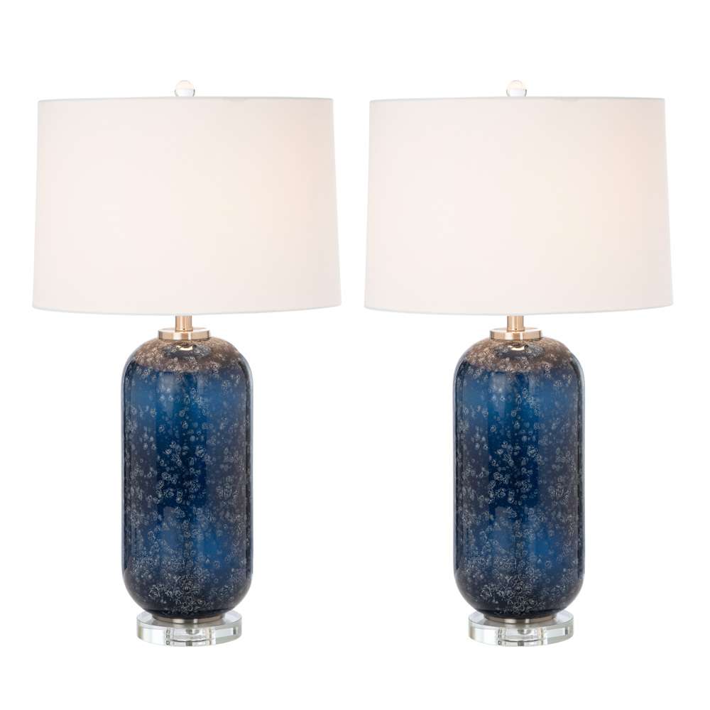 Lux Lighting - Tootsie 30in Blue Glass Table Lamp w/ Crystal Base, (Set of 2) - LUX-732-BLUE veiw 5