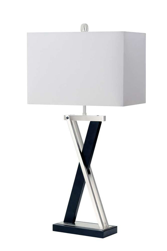 Lux Lighting - X 28.5” X Shape Black and Silver Metal Table lamp, (Set of 2) - LUX-R001-SILVER/BLACK veiw 1