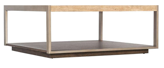 M Furnishings - Hammon Travertine/Metal Square Coffee Table - M11-80110-00 veiw 1