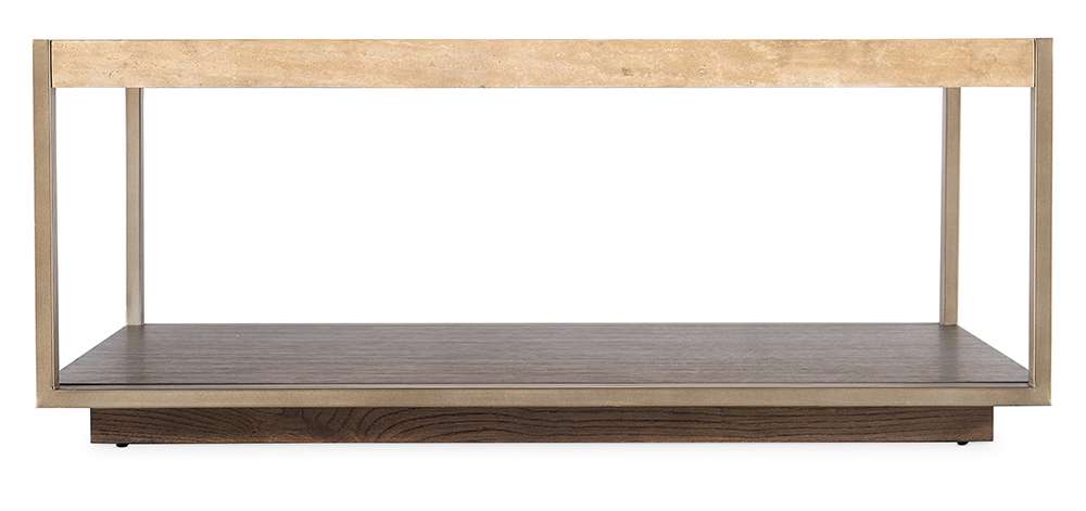 M Furnishings - Hammon Travertine/Metal Square Coffee Table - M11-80110-00 veiw 2