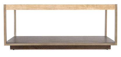 M Furnishings - Hammon Travertine/Metal Square Coffee Table - M11-80110-00 veiw 2