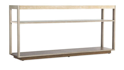 M Furnishings - Hammon Travertine/Metal Square Console Table - M11-80151-00 veiw 1