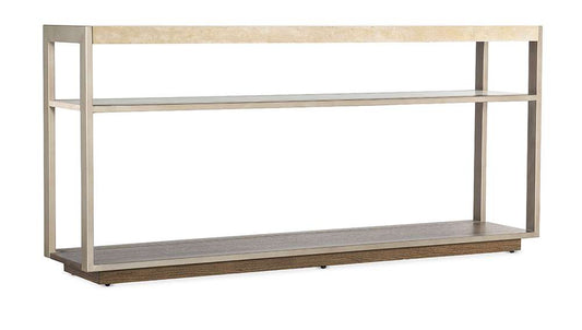 M Furnishings - Hammon Travertine/Metal Square Console Table - M11-80151-00 veiw 1