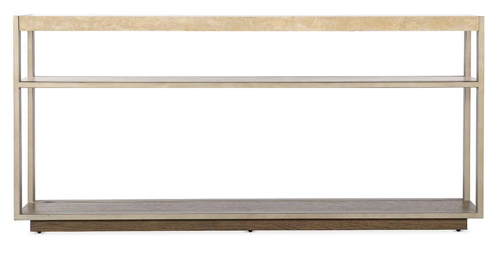 M Furnishings - Hammon Travertine/Metal Square Console Table - M11-80151-00 veiw 2
