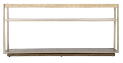 M Furnishings - Hammon Travertine/Metal Square Console Table - M11-80151-00 veiw 2
