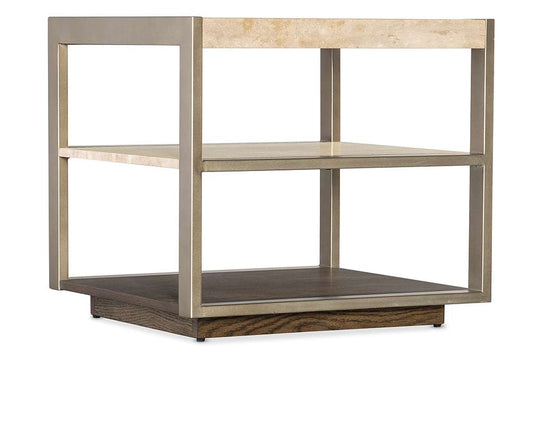 M Furnishings - Hammon Travertine/Metal Square Side Table - M11-80113-00 view 1