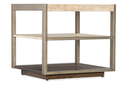M Furnishings - Hammon Travertine/Metal Square Side Table - M11-80113-00 veiw 1