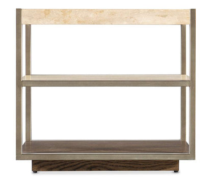 M Furnishings - Hammon Travertine/Metal Square Side Table - M11-80113-00 veiw 2