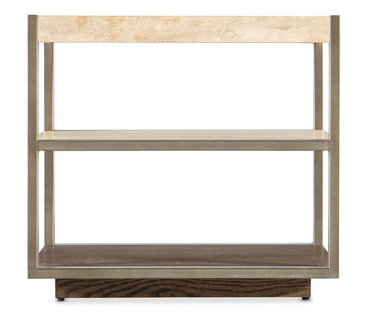 M Furnishings - Hammon Travertine/Metal Square Side Table - M11-80113-00 veiw 2