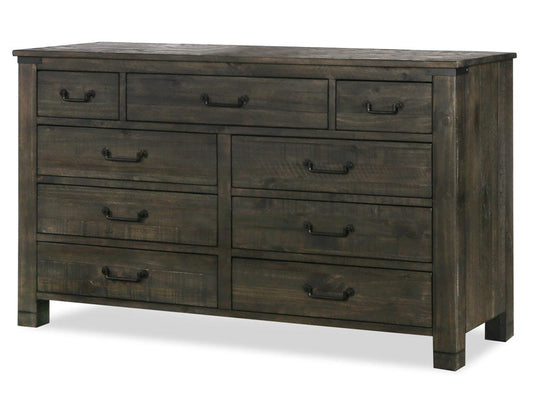 Magnussen - Abington Weathered Charcoal Drawer Dresser With Portrait Mirror - B3804-2042 view 3
