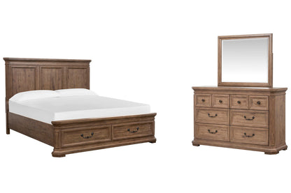 Magnussen - Adler Court Florentine Walnut King Panel Storage Bed And Drawer Dresser With Landscape Mirror - B5991-64A-KIT3 view 1