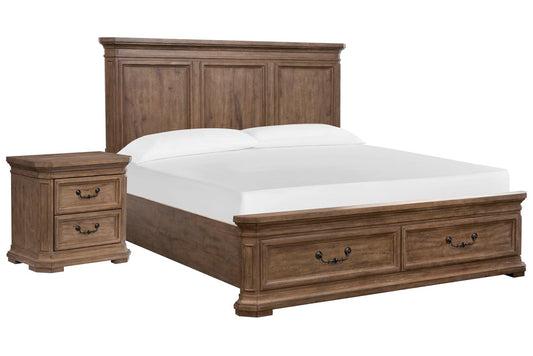 Magnussen - Adler Court Florentine Walnut King Panel Storage Bed With Nightstand - B5991-64A-KIT1 view 1