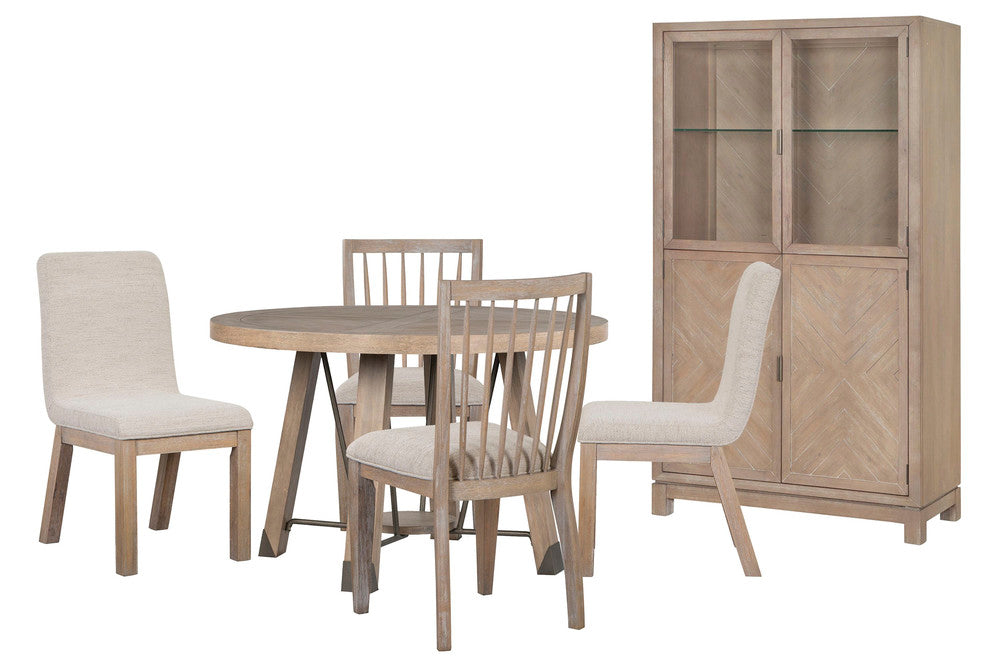Magnussen - Ainsley Cerused Khaki 48" Round Dining Table With 2 Side Chairs 2 Host Chairs And Display Cabinet - D5333-22-KIT11 view 1