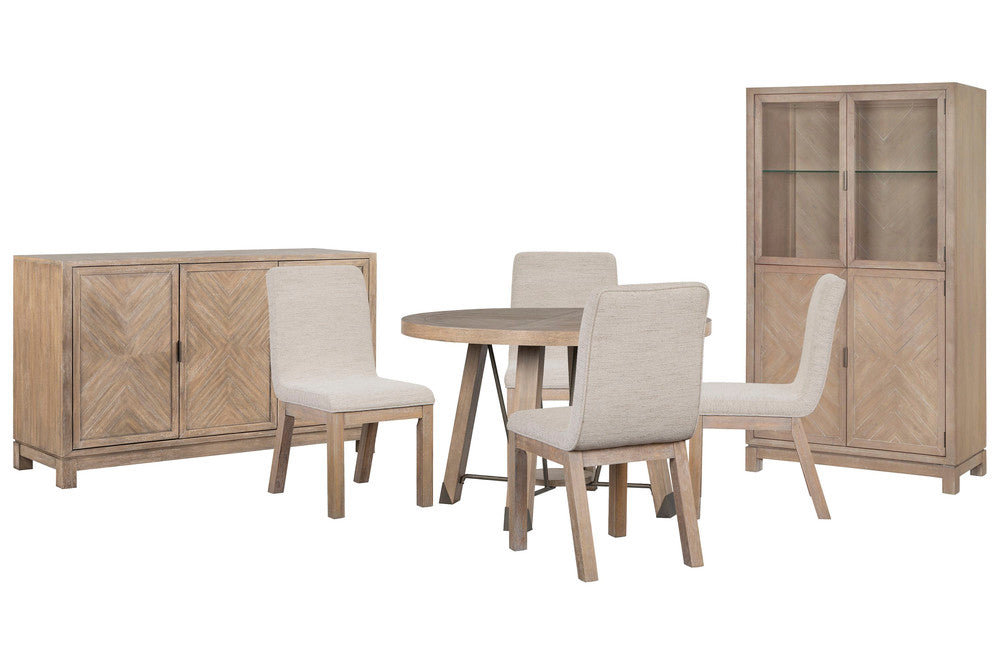 Magnussen - Ainsley Cerused Khaki 48" Round Dining Table With 4 Host Chairs Buffet And Display Cabinet - D5333-22-KIT8 view 1