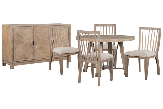 Magnussen - Ainsley Cerused Khaki 48" Round Dining Table With 4 Side Chairs And Buffet - D5333-22-KIT2 view 1