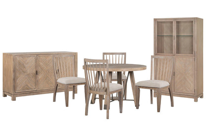 Magnussen - Ainsley Cerused Khaki 48" Round Dining Table With 4 Side Chairs Buffet And Display Cabinet - D5333-22-KIT4 view 1
