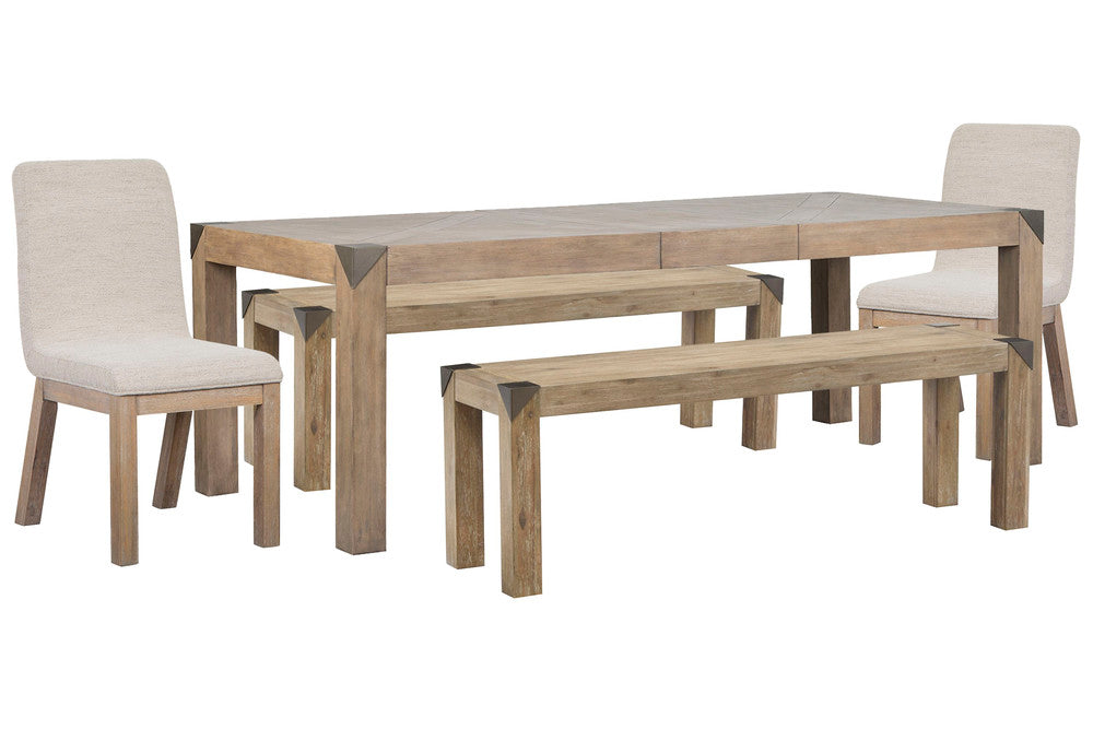 Magnussen - Ainsley Cerused Khaki Extendable Rectangular Dining Table With 2 Benches And 2 Host Chairs - D5333-20-KIT51 view 1