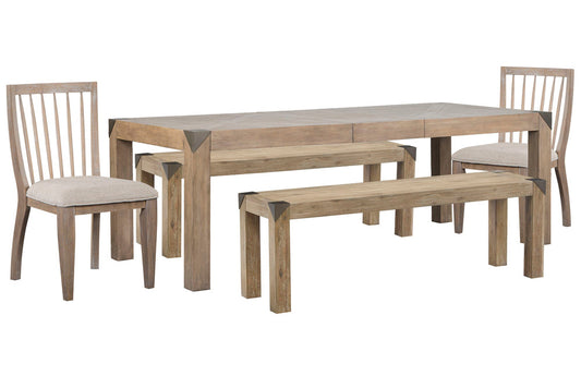 Magnussen - Ainsley Cerused Khaki Extendable Rectangular Dining Table With 2 Benches And 2 Side Chairs - D5333-20-KIT48 view 1