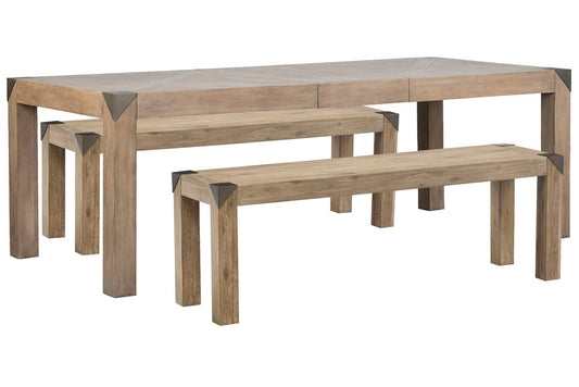Magnussen - Ainsley Cerused Khaki Extendable Rectangular Dining Table With 2 Benches - D5333-20-KIT45 view 1