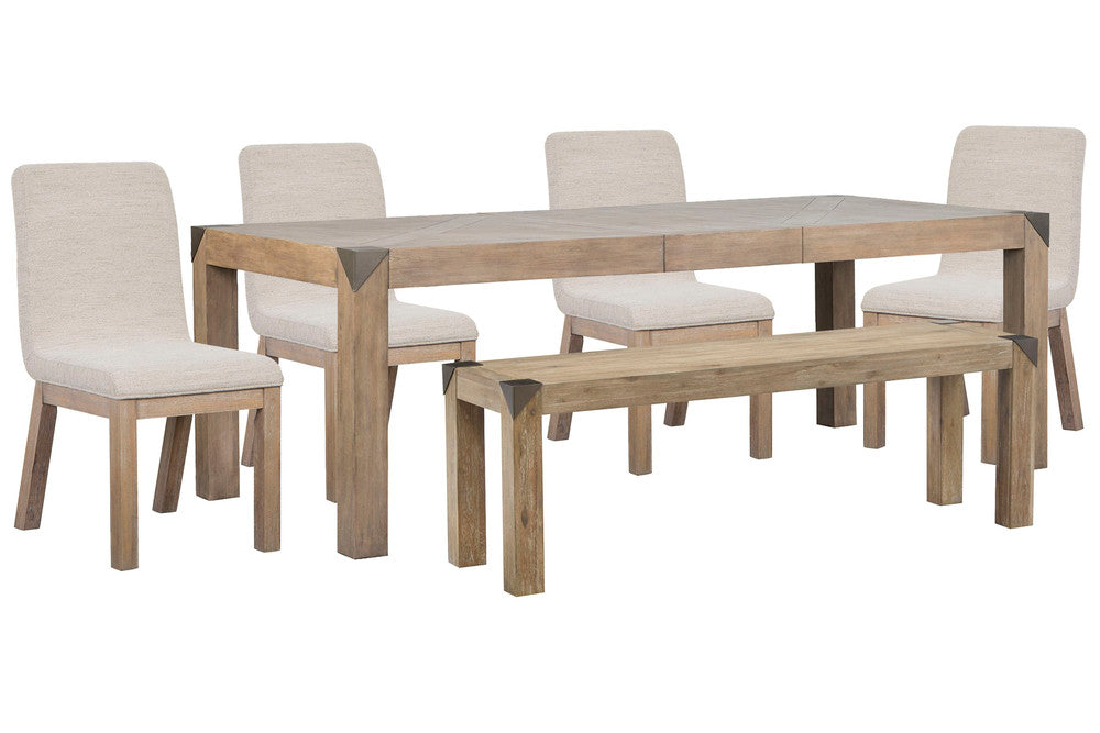 Magnussen - Ainsley Cerused Khaki Extendable Rectangular Dining Table With 4 Host Chairs And Bench - D5333-20-KIT29 view 1