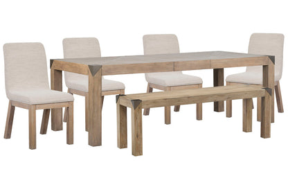 Magnussen - Ainsley Cerused Khaki Extendable Rectangular Dining Table With 4 Host Chairs And Bench - D5333-20-KIT29 view 1