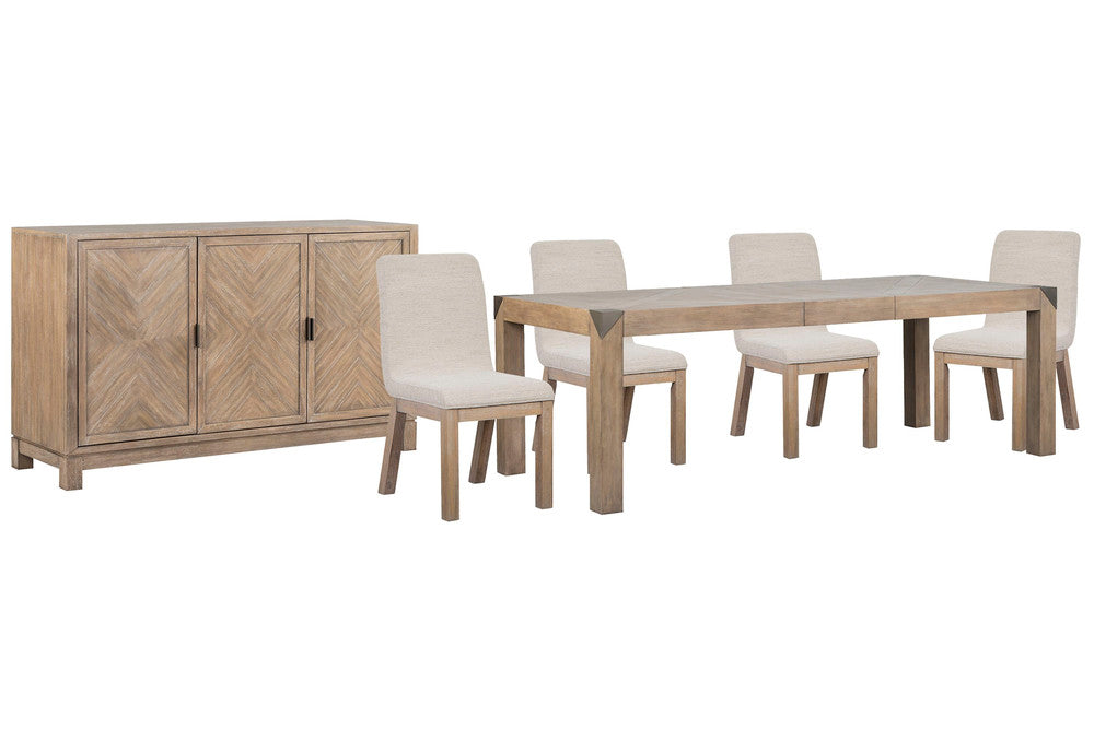 Magnussen - Ainsley Cerused Khaki Extendable Rectangular Dining Table With 4 Host Chairs And Buffet - D5333-20-KIT14 view 1