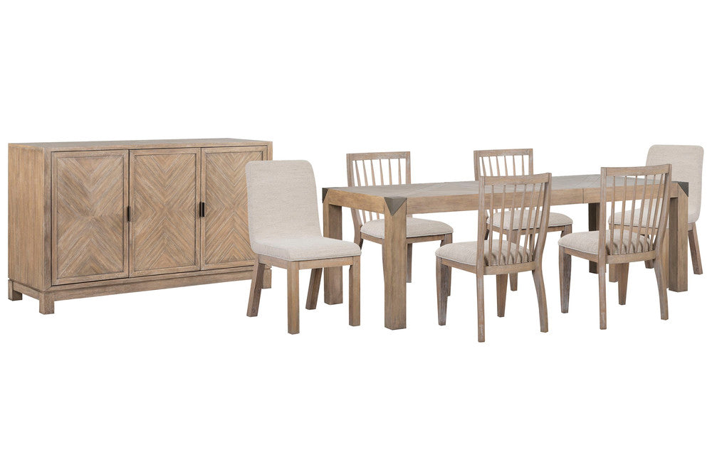 Magnussen - Ainsley Cerused Khaki Extendable Rectangular Dining Table With 4 Side Chairs 2 Host Chairs And Buffet - D5333-20-KIT34 view 1