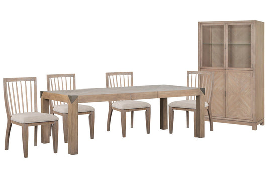 Magnussen - Ainsley Cerused Khaki Extendable Rectangular Dining Table With 4 Side Chairs And Display Cabinet - D5333-20-KIT3 view 1