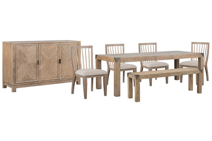 Magnussen - Ainsley Cerused Khaki Extendable Rectangular Dining Table With 4 Side Chairs Bench And Buffet - D5333-20-KIT26 view 1