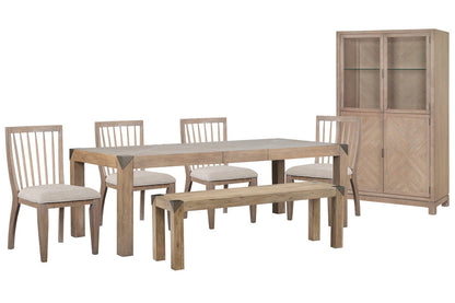 Magnussen - Ainsley Cerused Khaki Extendable Rectangular Dining Table With 4 Side Chairs Bench And Display Cabinet - D5333-20-KIT27 view 1