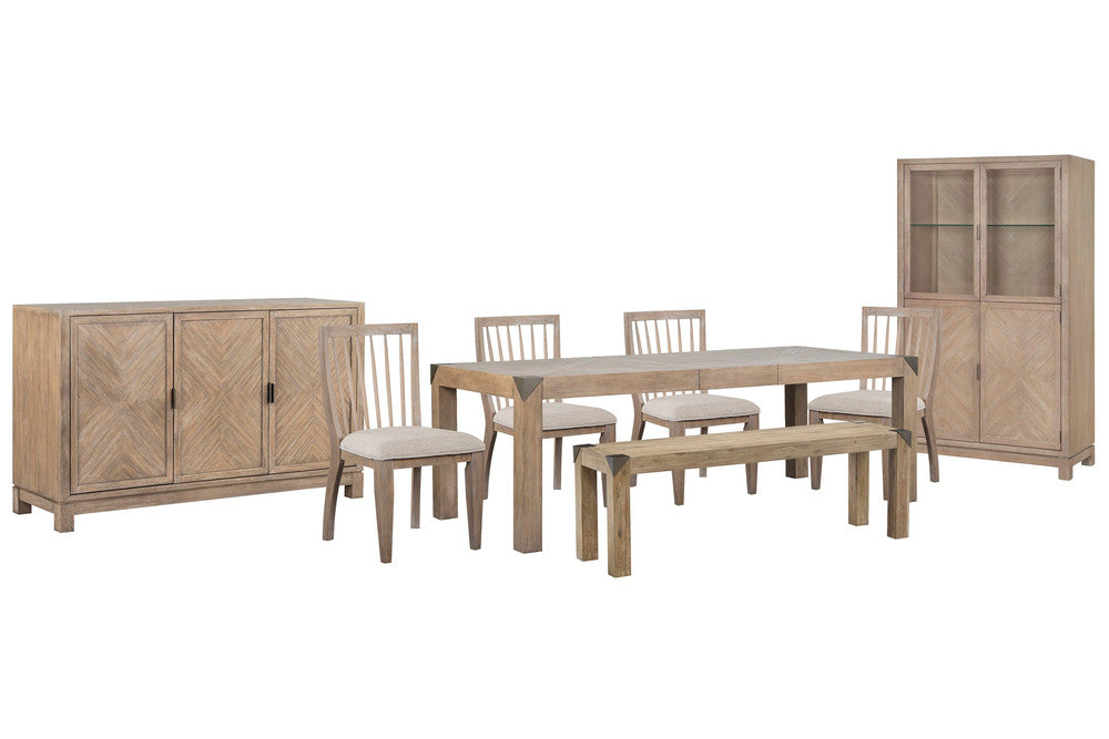 Magnussen - Ainsley Cerused Khaki Extendable Rectangular Dining Table With 4 Side Chairs Bench Buffet And Display Cabinet - D5333-20-KIT28 view 1