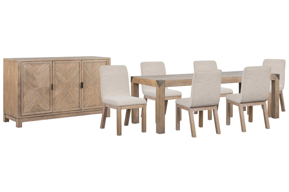 Magnussen - Ainsley Cerused Khaki Extendable Rectangular Dining Table With 6 Host Chairs And Buffet - D5333-20-KIT18 view 1