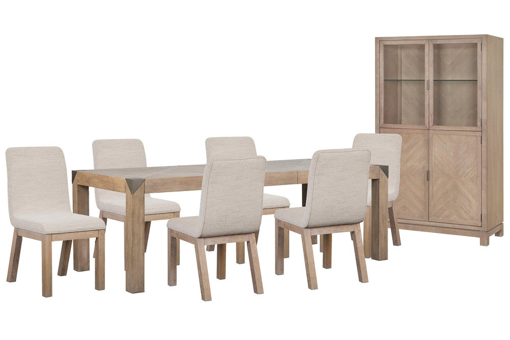 Magnussen - Ainsley Cerused Khaki Extendable Rectangular Dining Table With 6 Host Chairs And Display Cabinet - D5333-20-KIT19 view 1
